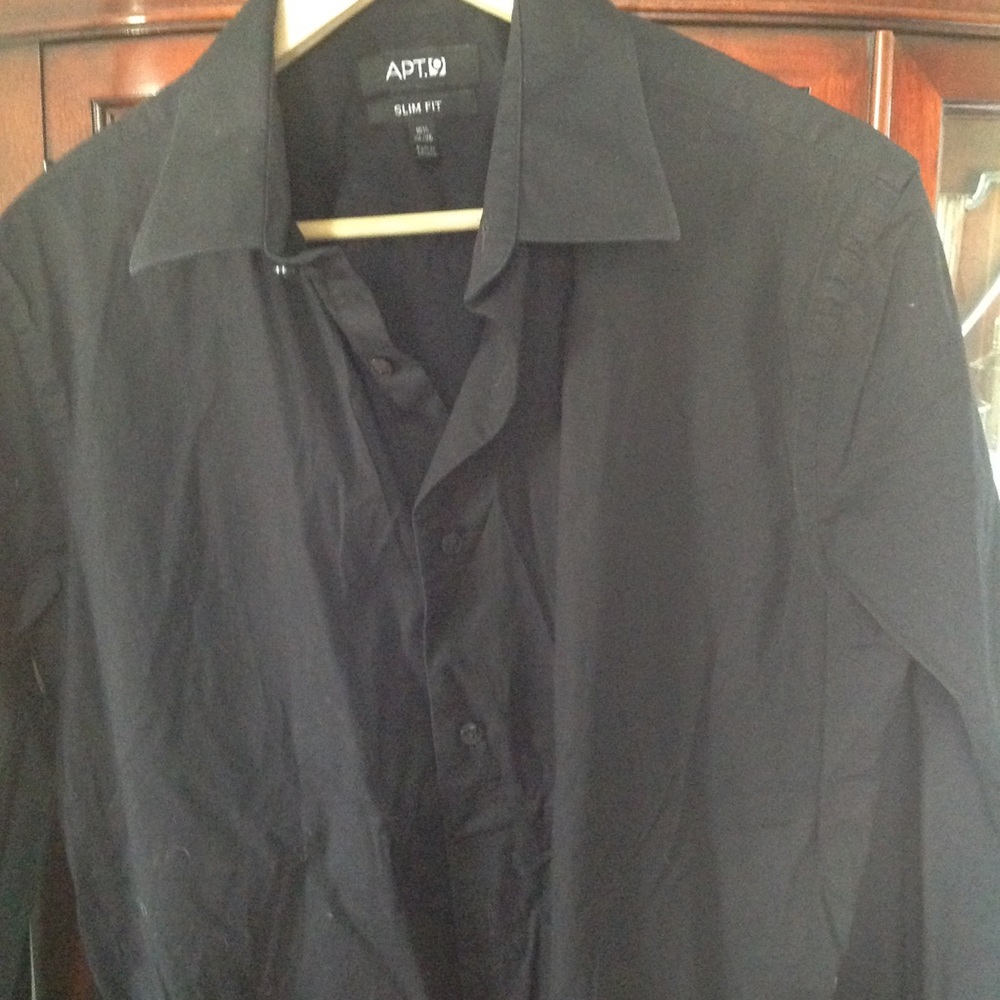 Men's black cotton dress shirt